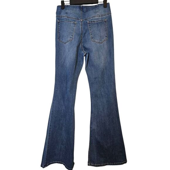 C'EST TOI elastic waistband high rise flared jeans.  Size M. - Picture 2 of 4